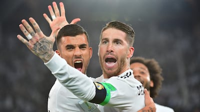 Defender Sergio Ramos (R) celebrates after scoring against Abu Dhabi's Al Ain. AFP