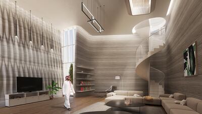 This model would have walls 3D printed on-site in a trapezoidal shape to create more floor space. It can welcome 18 guests.