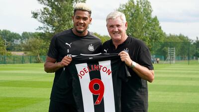 Newcastle United new signing Joelinton (left) with Newcastle United Manager Steve Bruce during the press conference at Newcastle United Training Centre. PRESS ASSOCIATION Photo. Picture date: Wednesday July 24, 2019. See PA story SOCCER Newcastle. Photo credit should read: Owen Humphreys/PA Wire