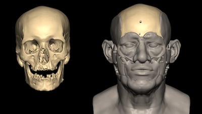 Facial reconstruction of the individual from Nuwayrat using 3D scan data of the skull and analysis of the bones. Photo: Caroline Wilkinson, Liverpool John Moores University