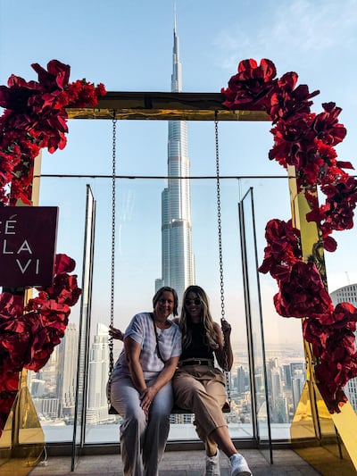 Sophie Prideaux with mum Tracey at Ce La Vie Dubai. Sophie Prideaux / The National