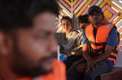 Tithi Chiranjeevi, an Indian seafarer who was stuck in Iranian waters for a month but later returned to Mumbai. Reuters