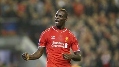 Liverpool's Mario Balotelli celebrates after scoring against Ludogorets Razgrad during the Champions League last Tuesday. Jon Super / AP / September 16, 2014