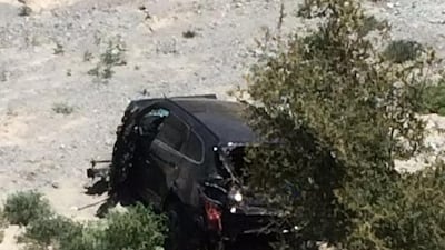 The site of the car accident in Fujairah which led to the death of a 10-year-old Indian boy. Photo provided by Savad Yusuf