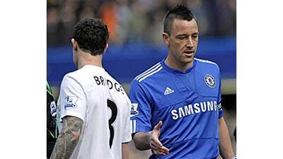 Manchester City's Wayne Bridge snubs John Terry before yesterday's Premier League match at Stamford Bridge.
