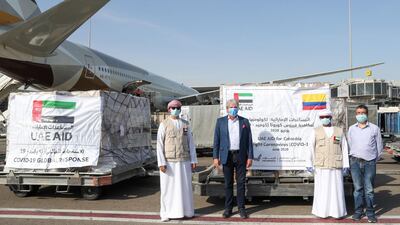 The UAE sent an aid plane containing eight tonnes of medical supplies to Colombia. Wam