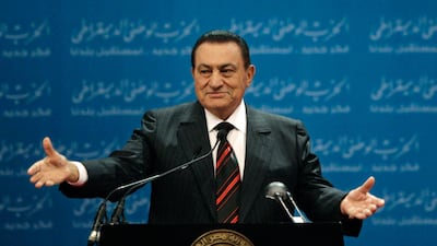 Former Egyptian President Hosni Mubarak delivers a speech in Cairo in 2008. Mubarak died on February 25, 2020 aged 91. AP Photo
