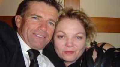 The Australian triathlete Mark Pringle with his wife, Jennifer.