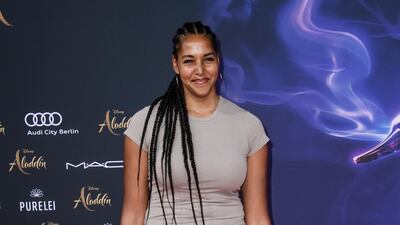 German singer Cassandra Steen attends the Aladdin gala screening in Berlin. EPA.