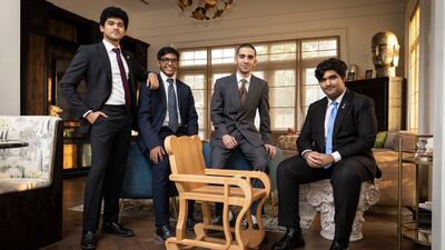 Pupils Ayaan Mohammed, Moulik Savla, Yuvaan Sawlani and Atharva Mehra created the CareChair at Gems Wellington International School. Antonie Robertson / The National