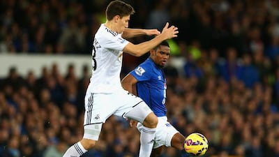 Centre-back: Federico Fernandez, Swansea City. Sent off on Merseyside on Tuesday, he returned to the area to deliver an exhibition of reliability and frustrate Everton. (Photo: Clive Brunskill / Getty Images)