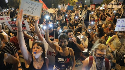 People protest against Israeli Prime Minister Benjamin Netanyahu corruption charges, outside the Israeli Knesset (parliament) in Jerusalem, Israel. EPA