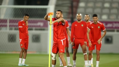 Selim Amallah of Morocco prepares for the session at Al Duhail Stadium. Getty