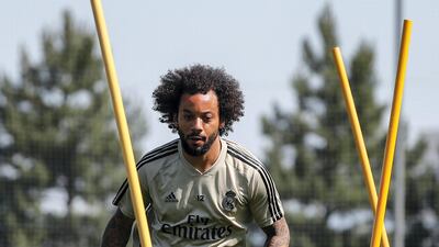 Marcelo at the Valdebebas training ground on Saturday. Getty