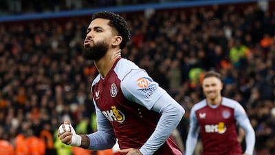 Aston Villa's Douglas Luiz celebrates scoring their first goal. Action Images
