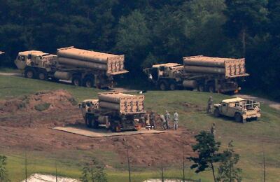 US missile defence system called Terminal High-Altitude Area Defence system, or THAAD, are seen at a golf course in Seongju, South Korea, Thursday, Sept. 7, 2017. AP