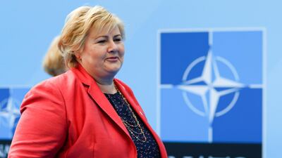 Norway's prime minister Erna Solberg arrives. Reuters