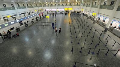 epa07250600 (FILE) - An overhead view as barely a handful of passengers walk through the deserted concourse of Gatwick Airport 16 April 2010, as planes remain grounded all over the UK as volcanic ash from Iceland continues to drift over Northern Europe (reissued 27 December 2018). According to reports, French airport operator Vinci was sold 50.01 percent of stakes in Gatwick airport for 2.9 billion GBP (approx. 3.2bn euro or 3.7bn USD). The deal was closed just days after several drone spottings led to closures of Gatwick and flight chaos affecting thousands of passengers at one of Europe's busiest airports. EPA/GERRY PENNY *** Local Caption *** 02119880