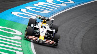 RB's French driver Isack Hadjar in his way to a third-place finish. EPA