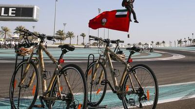 Visitors to Yas Marina Circuit witnessed a freefall parachute display by airborne troops from the UAE Army.
