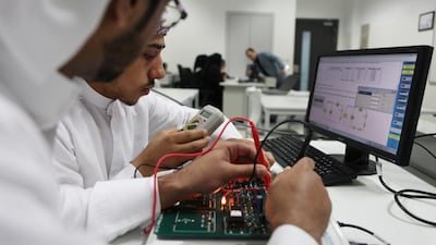 Abu Dhabi Polytechnic helps serve the UAE industrial manpower required for Abu Dhabi Economic Vision 2030. Fatima Al Marzooqi / The National