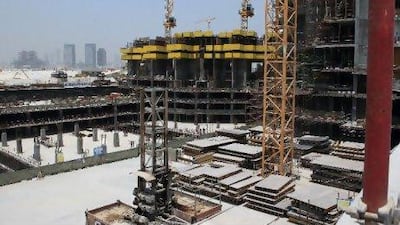 The Tameer Towers construction site on Reem Island after building workers went on strike over unpaid salaries.