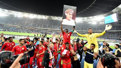 Oman players celebrates their winning after the Gulf Cup of Nations. Noufal Ibrahim / EPA