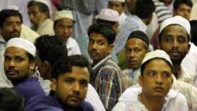 Workers at a Red Crescent Iftar tent, Musaffah, Abu Dhabi, 2009 |