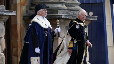 King Charles leaving the Palace of Holyroodhouse. PA