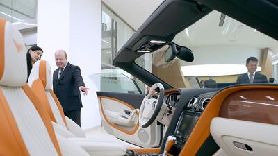 One of the new Bentleys on show at the new Al Habtoor Motors and Bentley Emirates showroom. Ravindranath K / The National