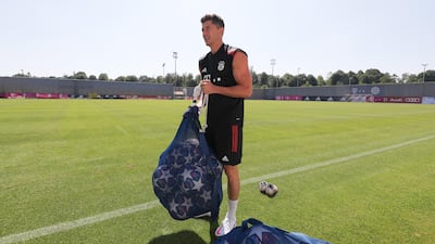 Robert Lewandowski prepares for a training session at Saebener Strasse ground. Getty