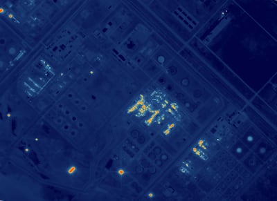 The Yasref refinery in Yanbu Industrial City, Madinah province, as captured by SatVu's HotSat3, which was launched in April. Photo: SatVU