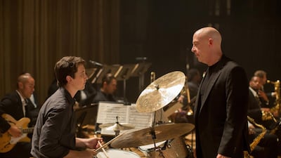 Miles Teller, left, and J K Simmons in Whiplash. Daniel McFadden