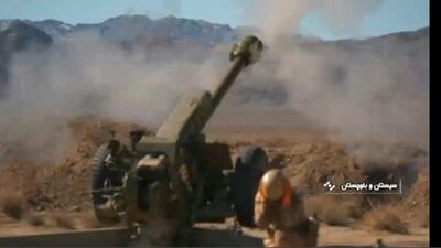 The Islamic Revolutionary Guard Corps holding a military drill in the Sistan and Baluchestan province, south-east of the country. Handout from Iranian State TV IRIB. AFP