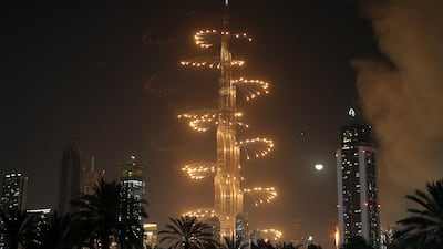 The fireworks display on Burj Khalifa for New Year 2016. Pawan Singh / The National