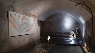 The painting and sculptures by Anousha Payne are inspired by the hammam's role as a communal space of relaxation and escapism for women. Photo: Zeyrek Cinili Hamam