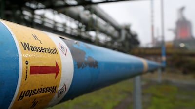 A hydrogen pipeline at a blast furnace in Germany. Hydrogen can be used in heavy transport and to reduce decarbonise the power sector. EPA