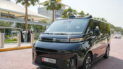 The Uber during the test ride held at Yas island in Abu Dhabi. Pawan Singh for The National