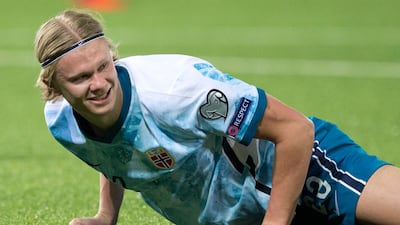 Norway's Erling Braut Haaland during the game at the Victoria Stadium in Gibraltar. AFP