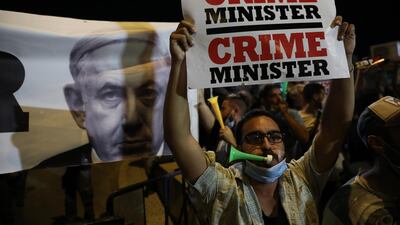 People protest against Israeli Prime Minister Benjamin Netanyahu corruption charges, outside the Israeli Knesset (parliament) in Jerusalem, Israel. EPA