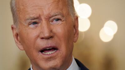 US President Joe Biden holds a formal news conference in the East Room of the White House. Reuters