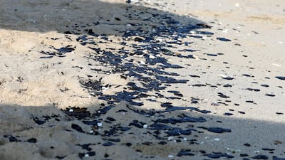 The oil stretches along the coast from Al Aqah to Dibba, more than 8km to the north. Chris Whiteoak / The National