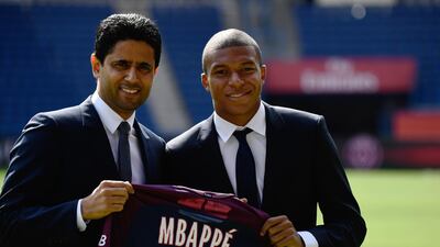 PSG splash the cash: Monaco reluctantly parted with their prized asset in August last year as PSG brought in Mbappe on a season-long loan with an option to sign the attacker permanently for €180 million (Dh753m) - which they did this year. The delay in a permanent deal was reportedly due to PSG seeking to comply with Uefa's financial fair play rules. AFP