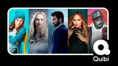 A selection of programmes offered on Quibi: Anna Kendrick in 'Dummy', Sophie Turner in 'Survive', Liam Hemsworth in 'Most Dangerous Game', Chrissy Teigen in 'Chrissy's Court' and Chance the Rapper in 'Punk'd'. AP