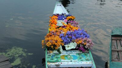 Flowers for show, seeds for sale on a shikara on Dal Lake. Priti Salian for The National