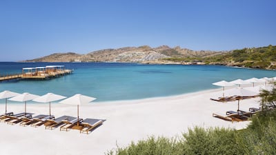 The beach club at the Bodrum Edition offers views of the nearby bay. Bodrum Edition