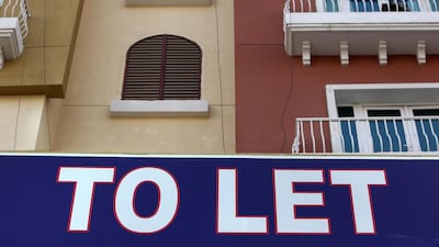 To-Let sign on one of the residential building at the International City in Dubai. Mario Volpi is here to help readers with their property issues. Pawan Singh / The National