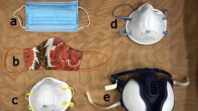 The seven type of masks tested. University of Edinburgh