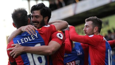 Crystal Palace's James Tomkins, centre celebrates scoring his team's second goal against Southampton at Selhurst Park in south London on December 3, 2016. Ian Kington / AFP