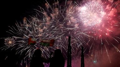 Fireworks explode over Al Khoud Dam in Muscat as Oman celebrates National Day. Reuters